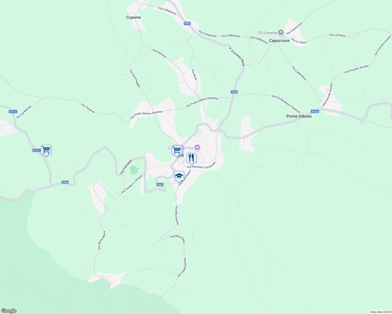 map of restaurants, bars, coffee shops, grocery stores, and more near 1 Vico Serpente in Pico