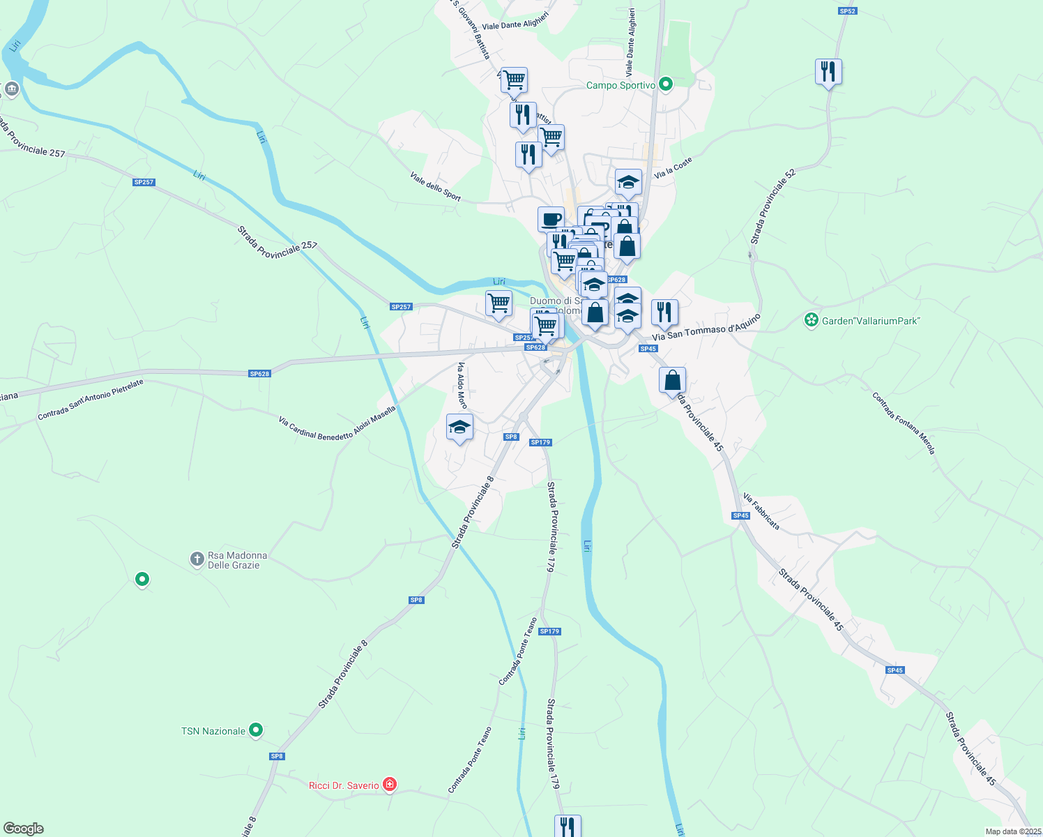 map of restaurants, bars, coffee shops, grocery stores, and more near 159 Corso Giuseppe Garibaldi in Pontecorvo