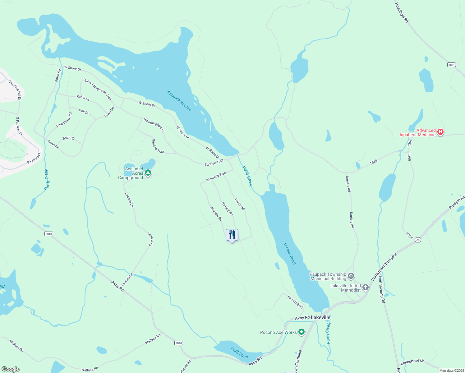 map of restaurants, bars, coffee shops, grocery stores, and more near 124 Ferris Road in Hawley