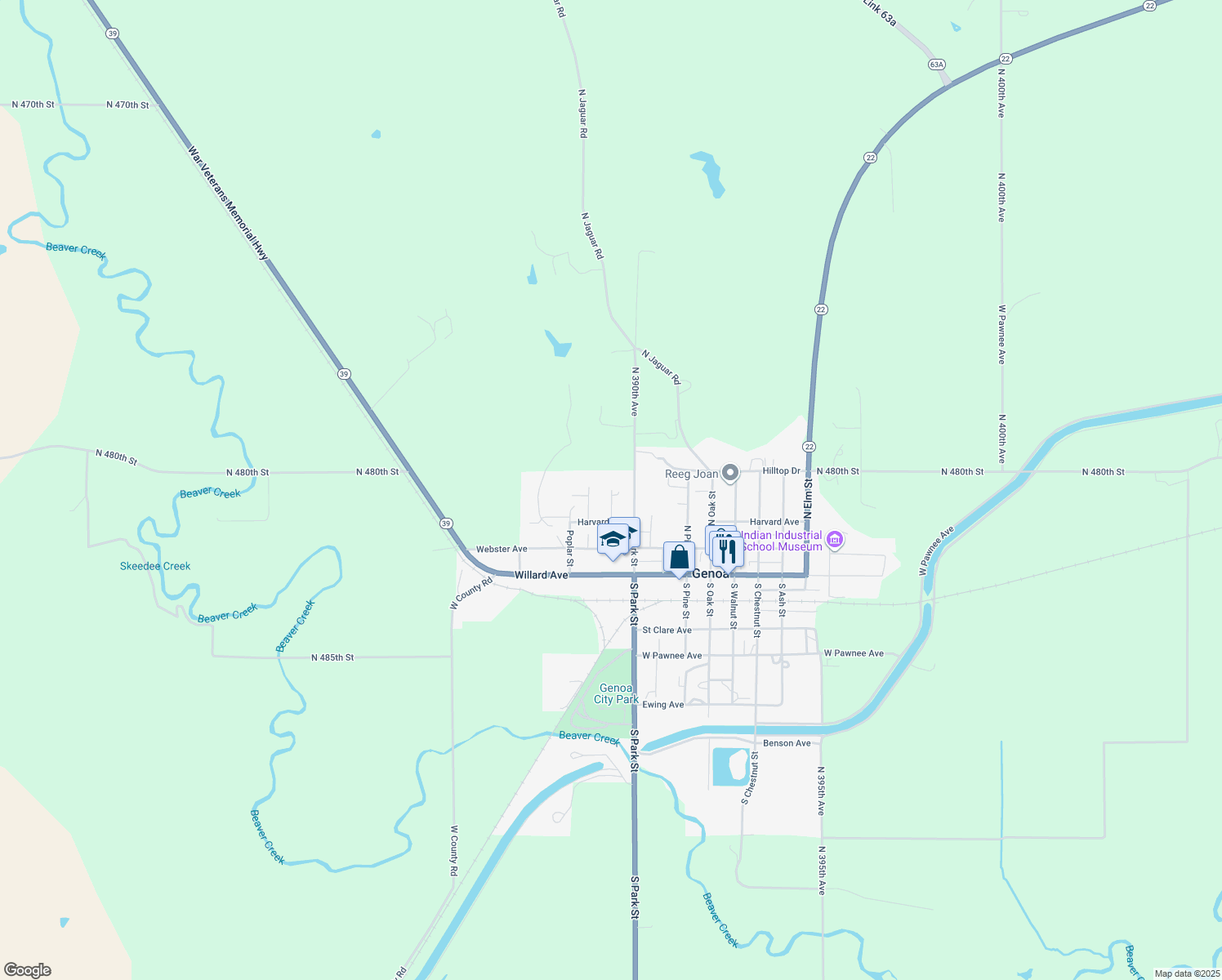 map of restaurants, bars, coffee shops, grocery stores, and more near 411 Spruce Street in Genoa