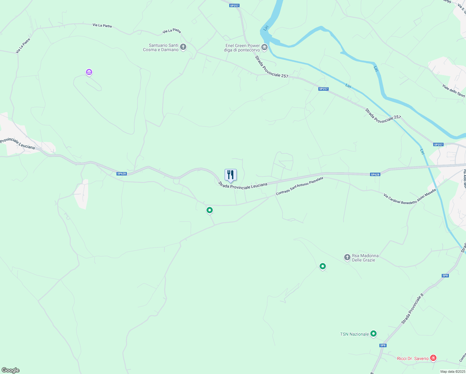 map of restaurants, bars, coffee shops, grocery stores, and more near in Provincia di Frosinone