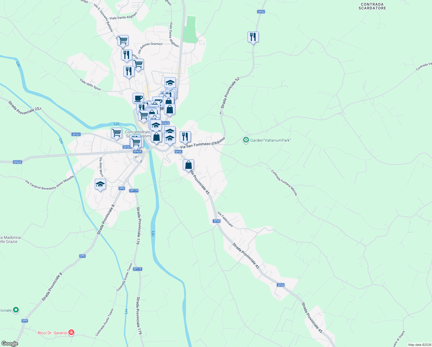 map of restaurants, bars, coffee shops, grocery stores, and more near 4 Contrada Fabbricata in Pontecorvo