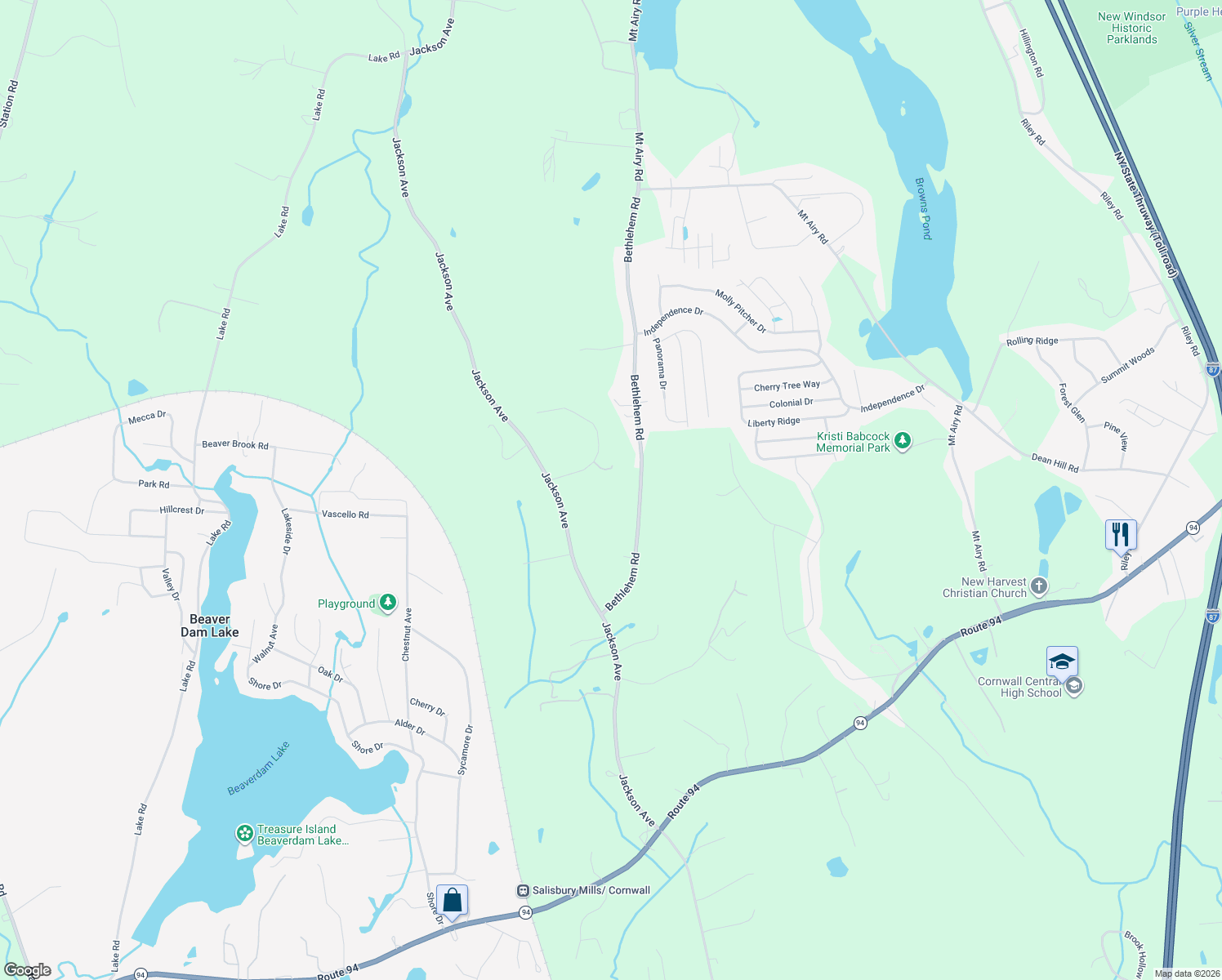 map of restaurants, bars, coffee shops, grocery stores, and more near 77 Bethlehem Rd in New Windsor