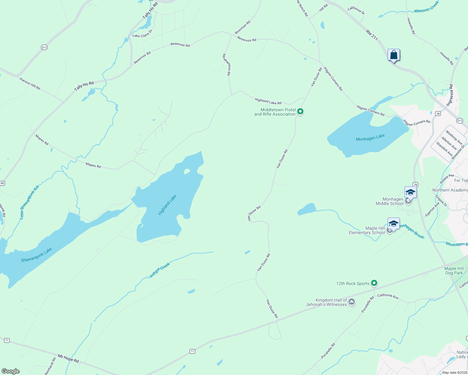 map of restaurants, bars, coffee shops, grocery stores, and more near 369-395 Van Duzer Road in Middletown