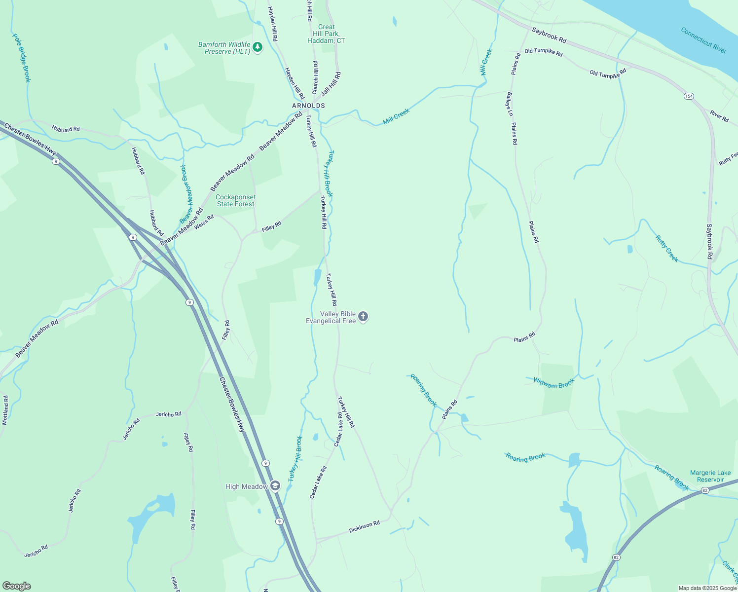 map of restaurants, bars, coffee shops, grocery stores, and more near 202 Turkey Hill Road in Haddam