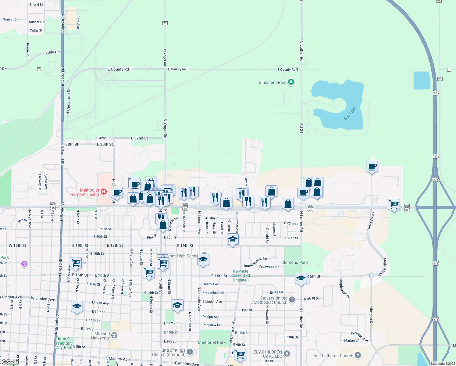 map of restaurants, bars, coffee shops, grocery stores, and more near 2522 Winston Circle in Fremont