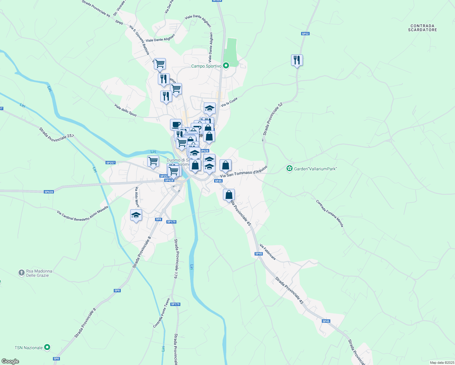 map of restaurants, bars, coffee shops, grocery stores, and more near 2 Strada Provinciale 45 in Pontecorvo