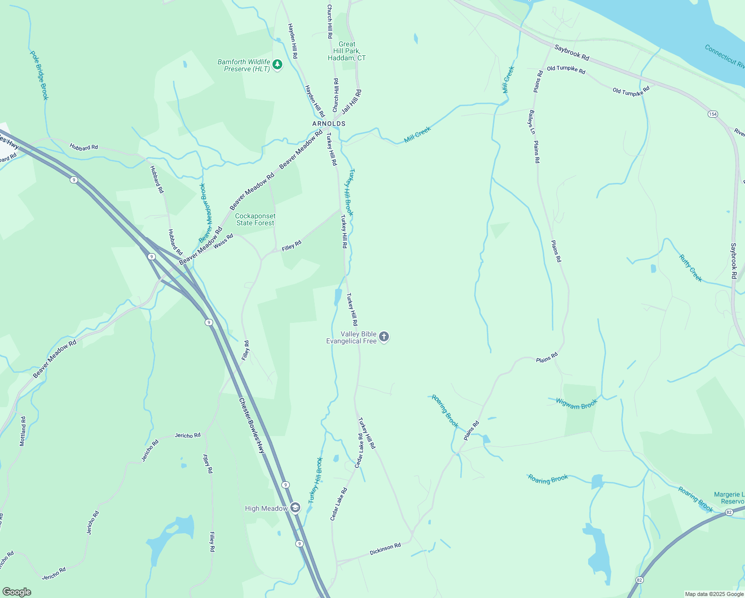 map of restaurants, bars, coffee shops, grocery stores, and more near 202 Turkey Hill Road in Haddam