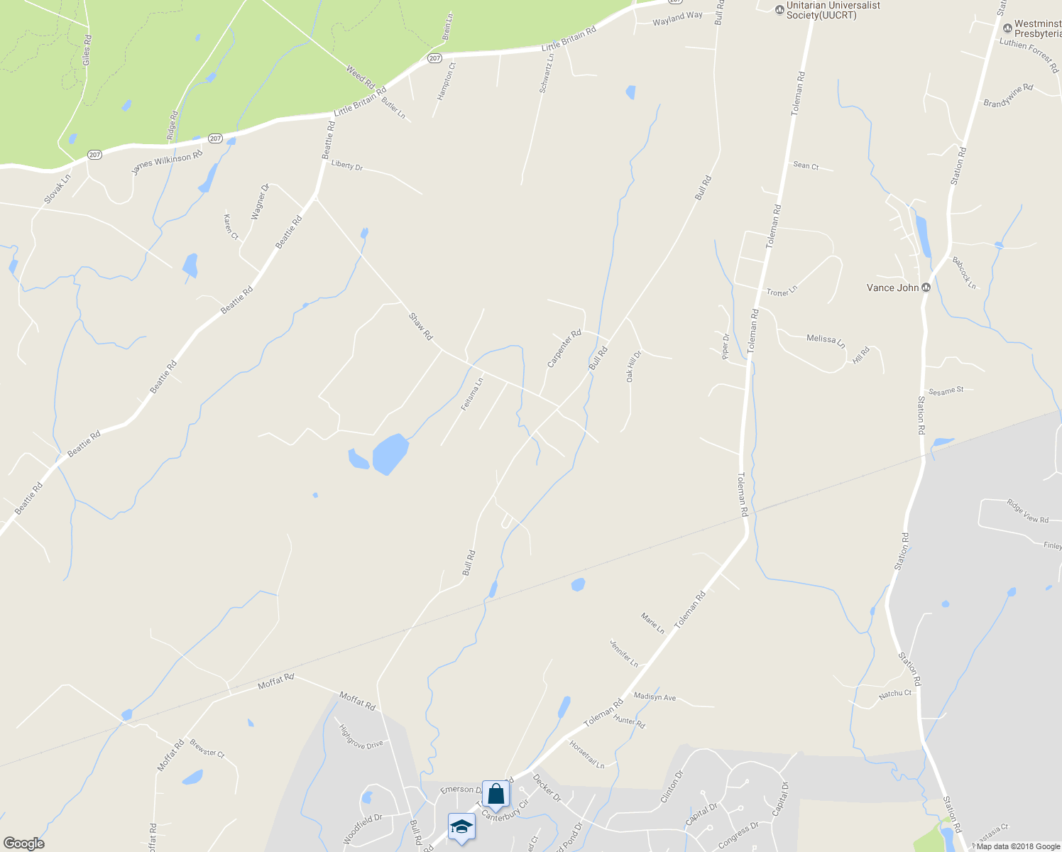 map of restaurants, bars, coffee shops, grocery stores, and more near 289 Bull Road in Washingtonville