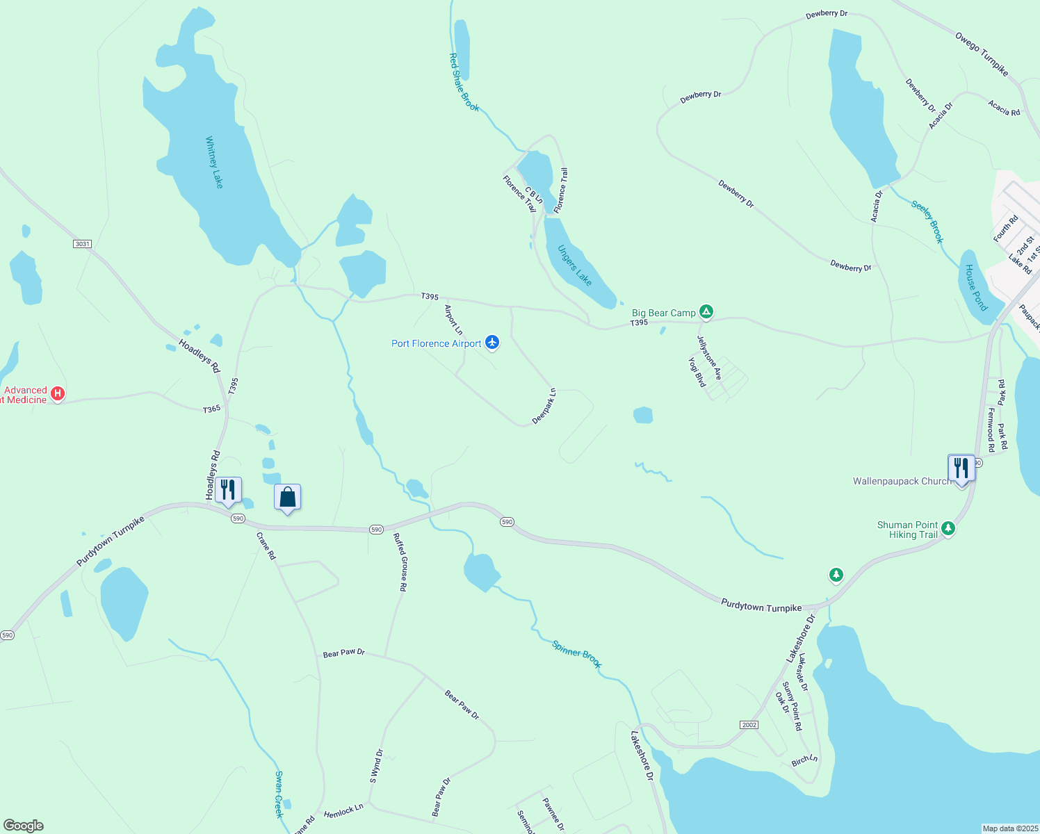 map of restaurants, bars, coffee shops, grocery stores, and more near 98 Deerpark Lane in Hawley