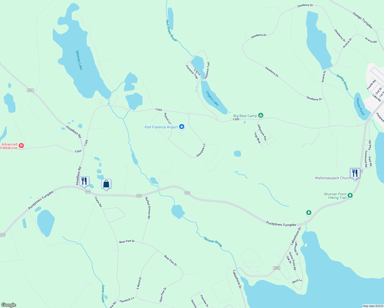 map of restaurants, bars, coffee shops, grocery stores, and more near 98 Deerpark Lane in Hawley