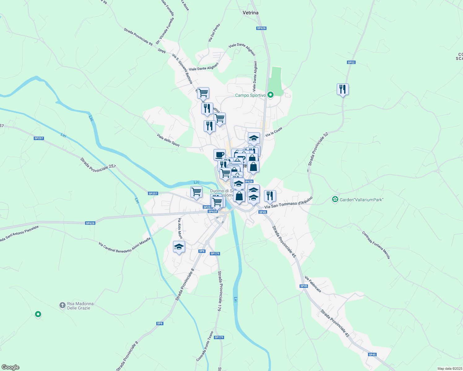 map of restaurants, bars, coffee shops, grocery stores, and more near 2 Via Separelle in Pontecorvo
