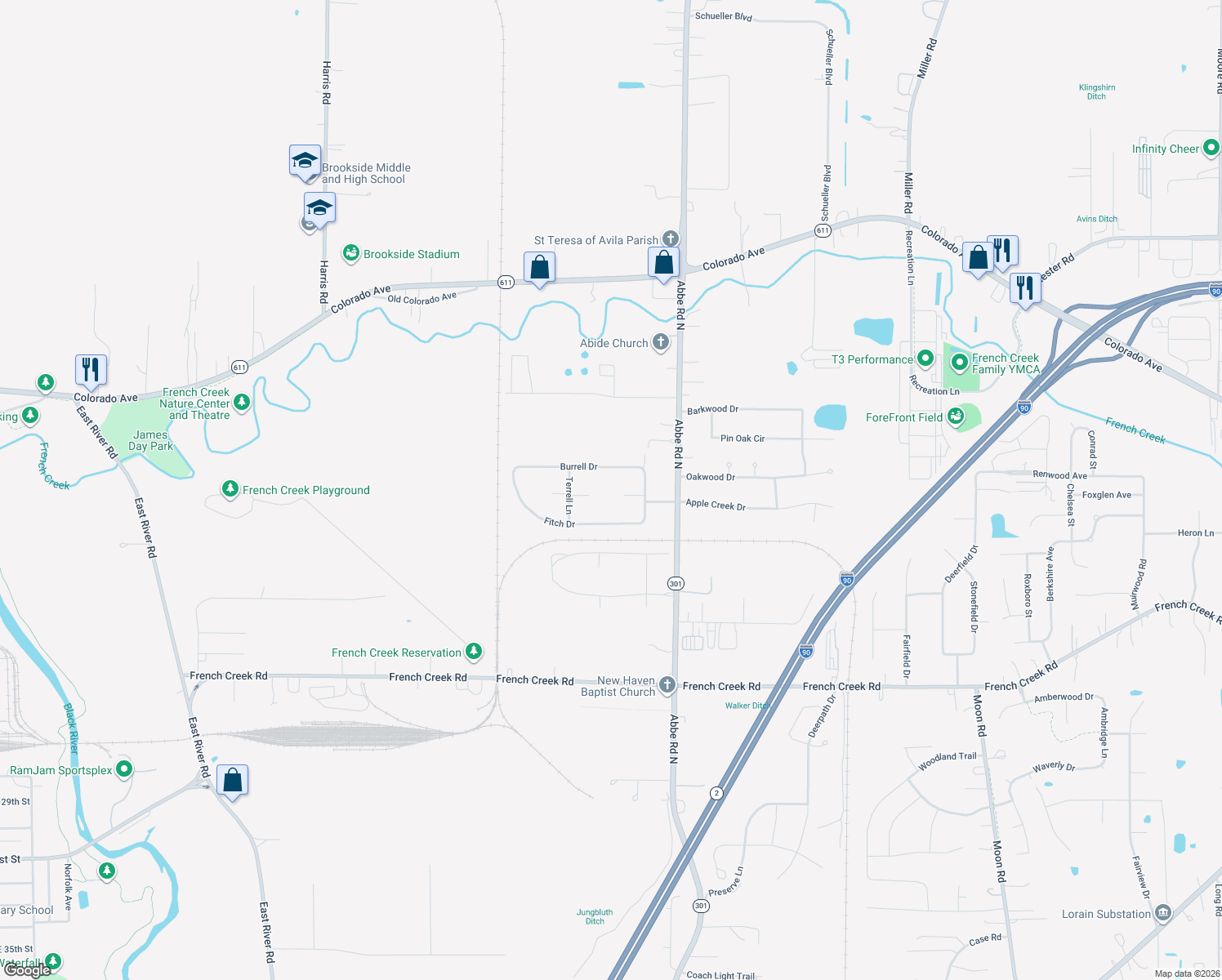 map of restaurants, bars, coffee shops, grocery stores, and more near 5183 Smith Court in Sheffield