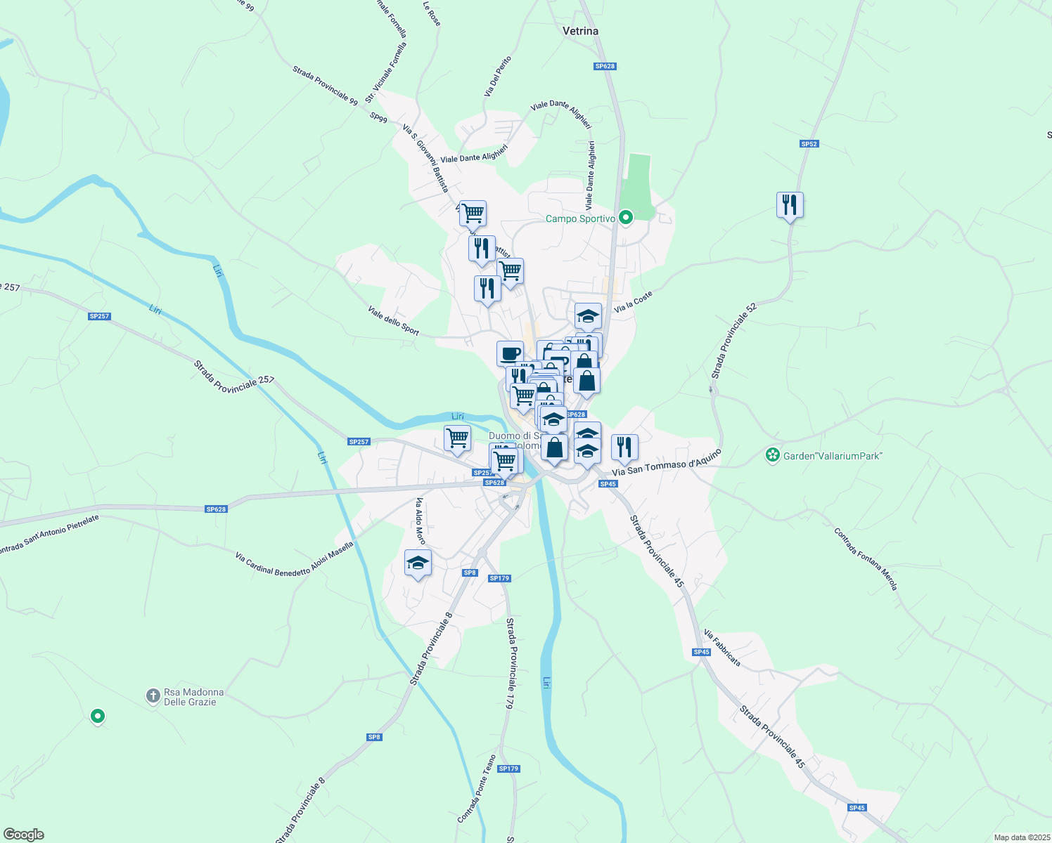 map of restaurants, bars, coffee shops, grocery stores, and more near 1 Vicolo San Paolo in Pontecorvo