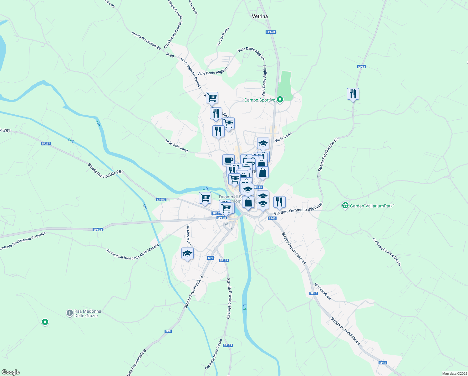 map of restaurants, bars, coffee shops, grocery stores, and more near 1 Vicolo San Paolo in Pontecorvo