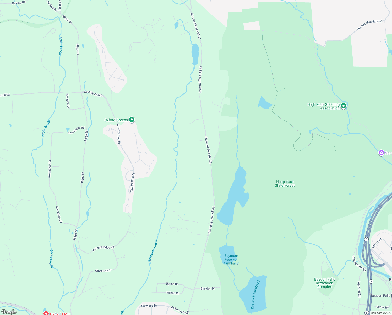 map of restaurants, bars, coffee shops, grocery stores, and more near 415 Chestnut Tree Hill Road in Oxford