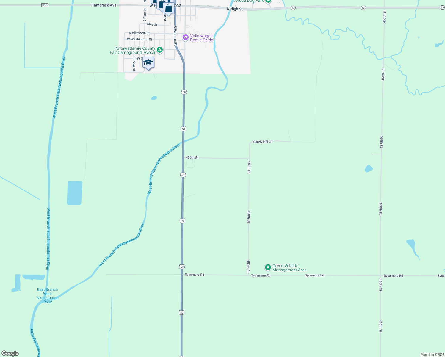 map of restaurants, bars, coffee shops, grocery stores, and more near in Avoca