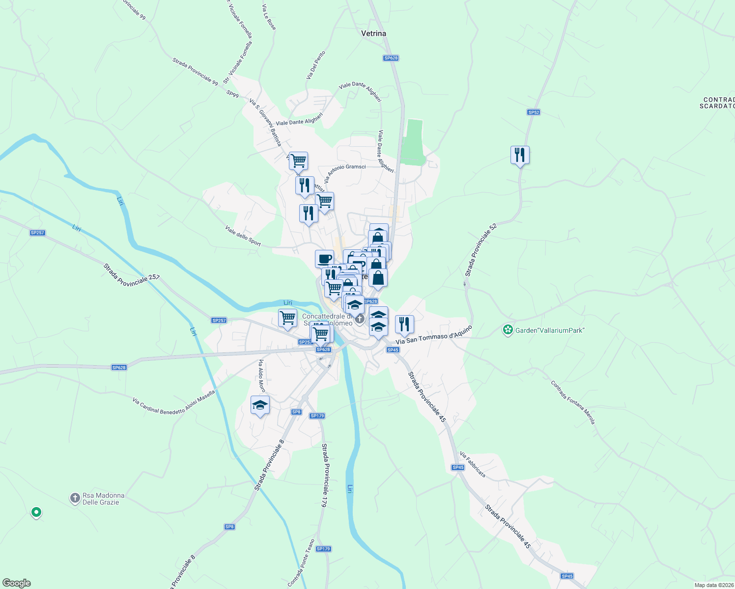 map of restaurants, bars, coffee shops, grocery stores, and more near 9 Piazza San Marco in Pontecorvo