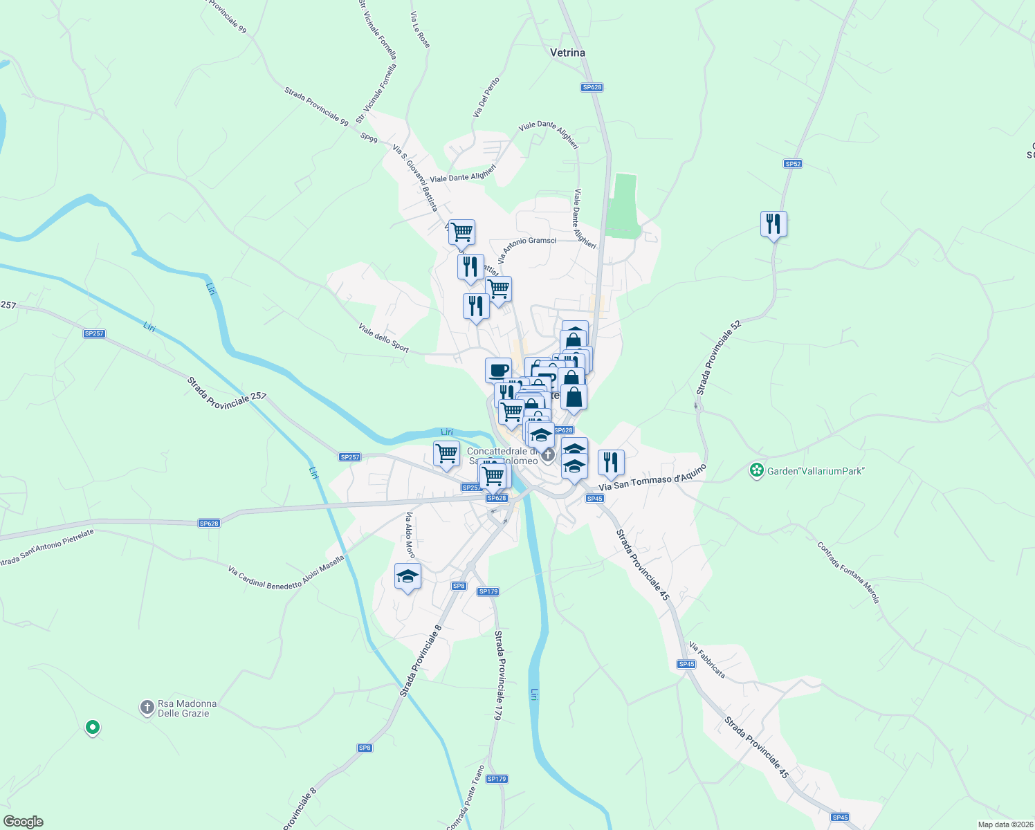 map of restaurants, bars, coffee shops, grocery stores, and more near 31 Vicolo del Gallo in Pontecorvo