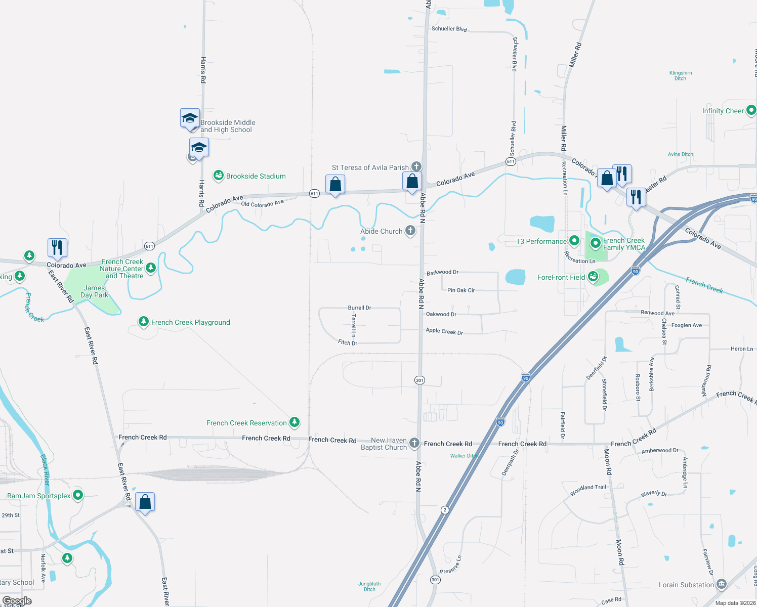 map of restaurants, bars, coffee shops, grocery stores, and more near 5101 Burrell Drive in Sheffield