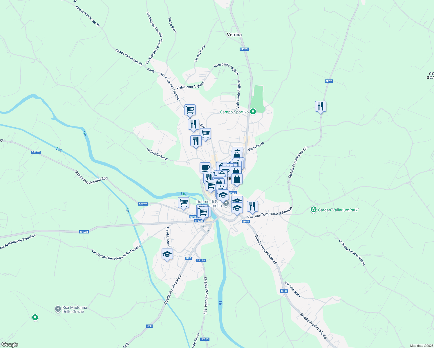 map of restaurants, bars, coffee shops, grocery stores, and more near 21 Lungoliri Salvatore Spiridigliozzi in Pontecorvo