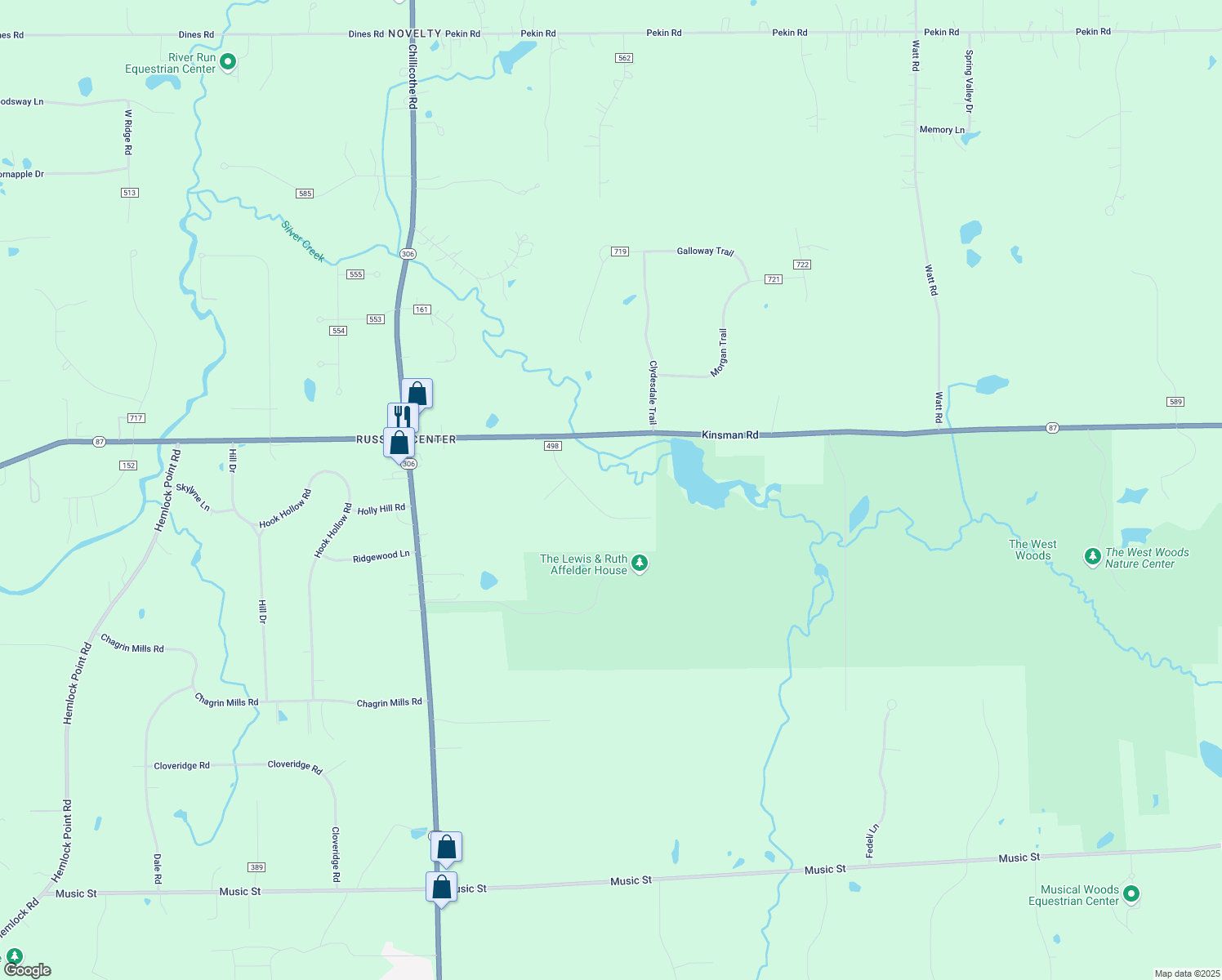 map of restaurants, bars, coffee shops, grocery stores, and more near 14975 Surrey Downs Dr in Novelty
