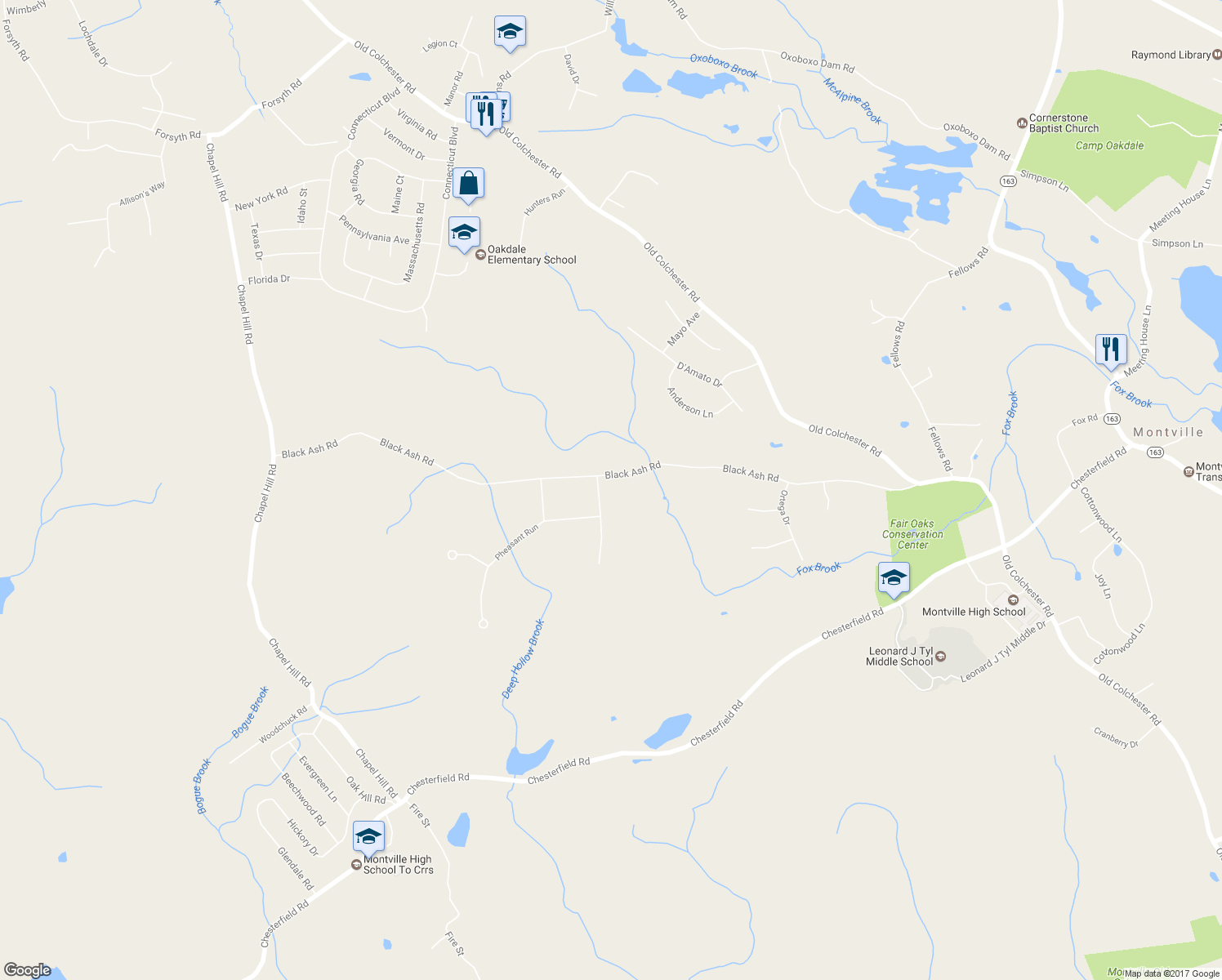 map of restaurants, bars, coffee shops, grocery stores, and more near 6 Partridge Hollow in Montville