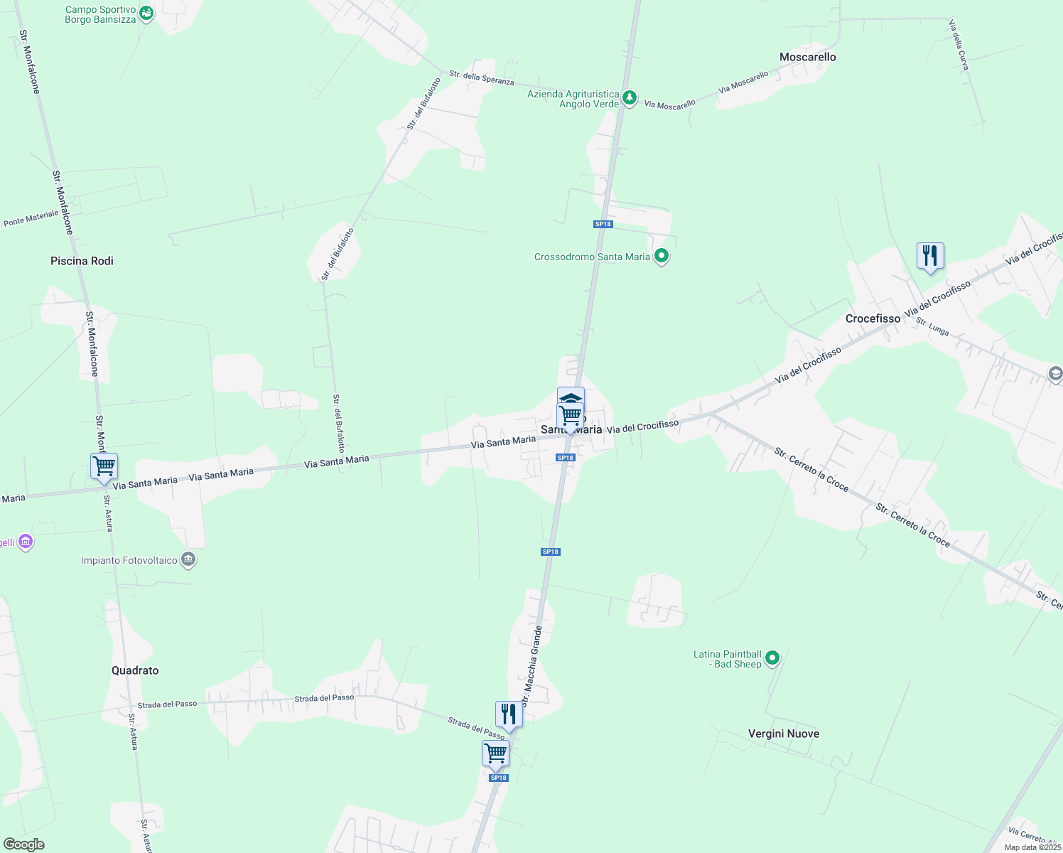 map of restaurants, bars, coffee shops, grocery stores, and more near 47 Via Cinqueterre in Borgo Santa Maria