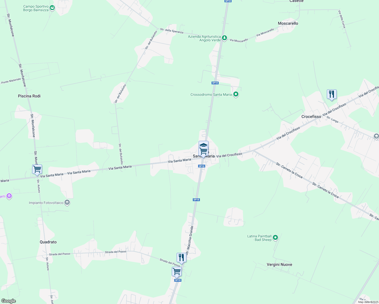 map of restaurants, bars, coffee shops, grocery stores, and more near 47 Via Cinqueterre in Borgo Santa Maria