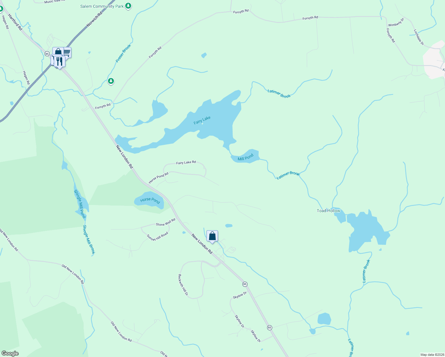 map of restaurants, bars, coffee shops, grocery stores, and more near 149-199 Horse Pond Road in Salem
