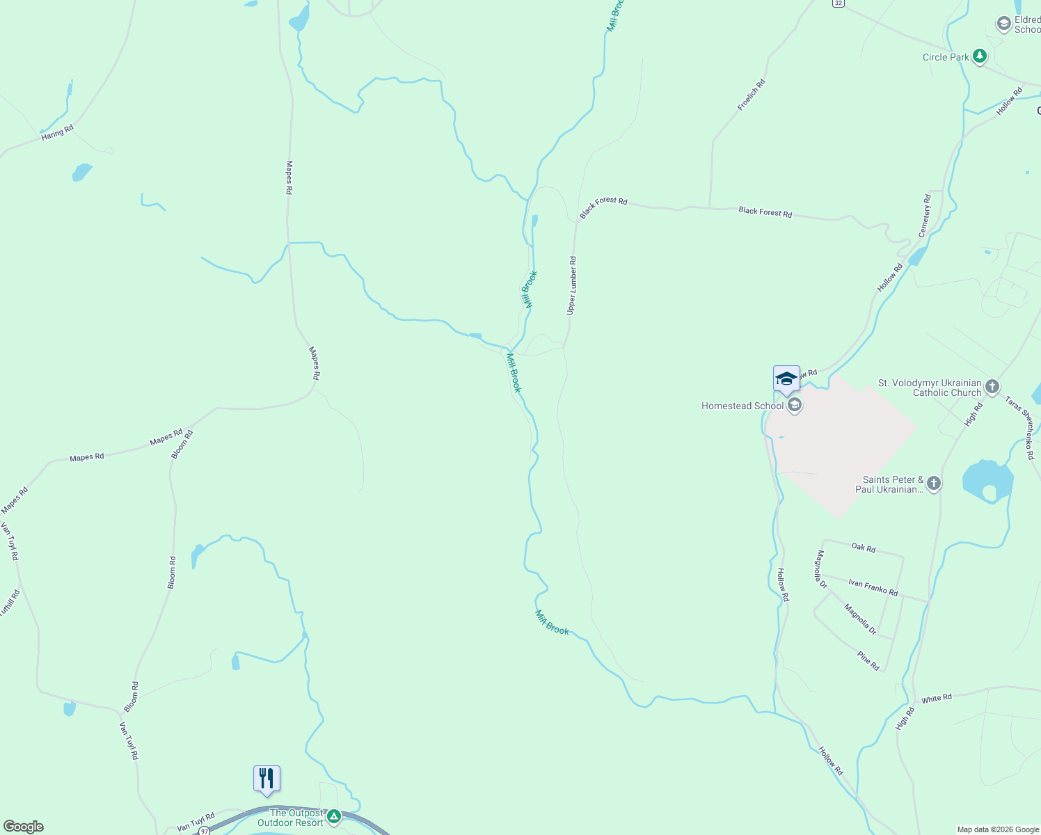 map of restaurants, bars, coffee shops, grocery stores, and more near 488 Black Forest Road in Glen Spey