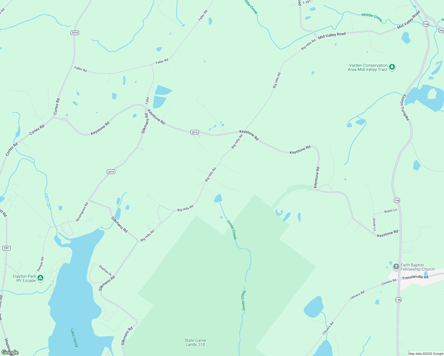 map of restaurants, bars, coffee shops, grocery stores, and more near 250 Big Hills Road in Wayne County
