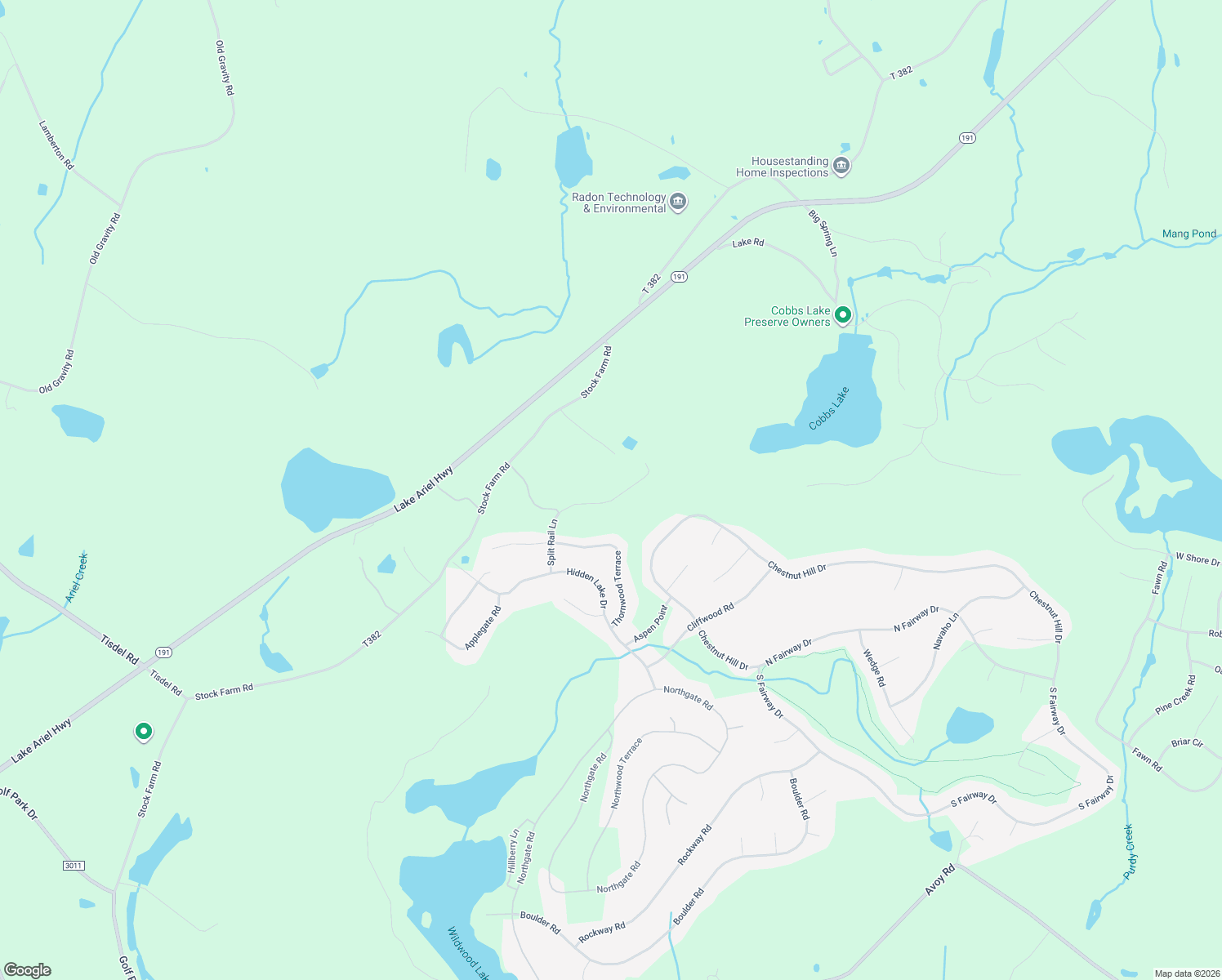 map of restaurants, bars, coffee shops, grocery stores, and more near 3823 Splitrail Lane in Lake Ariel