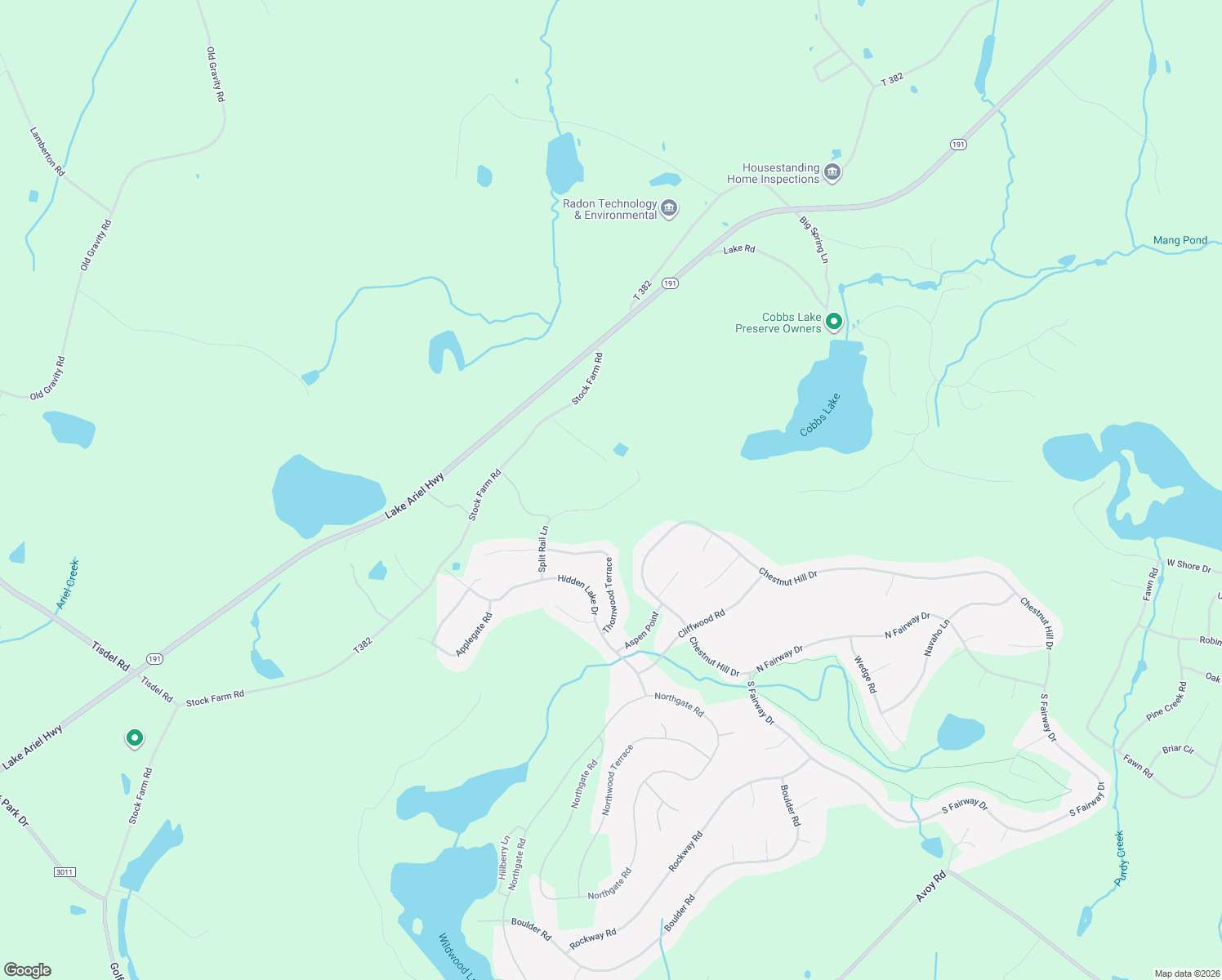 map of restaurants, bars, coffee shops, grocery stores, and more near 3842 Split Rail Lane in Wayne County