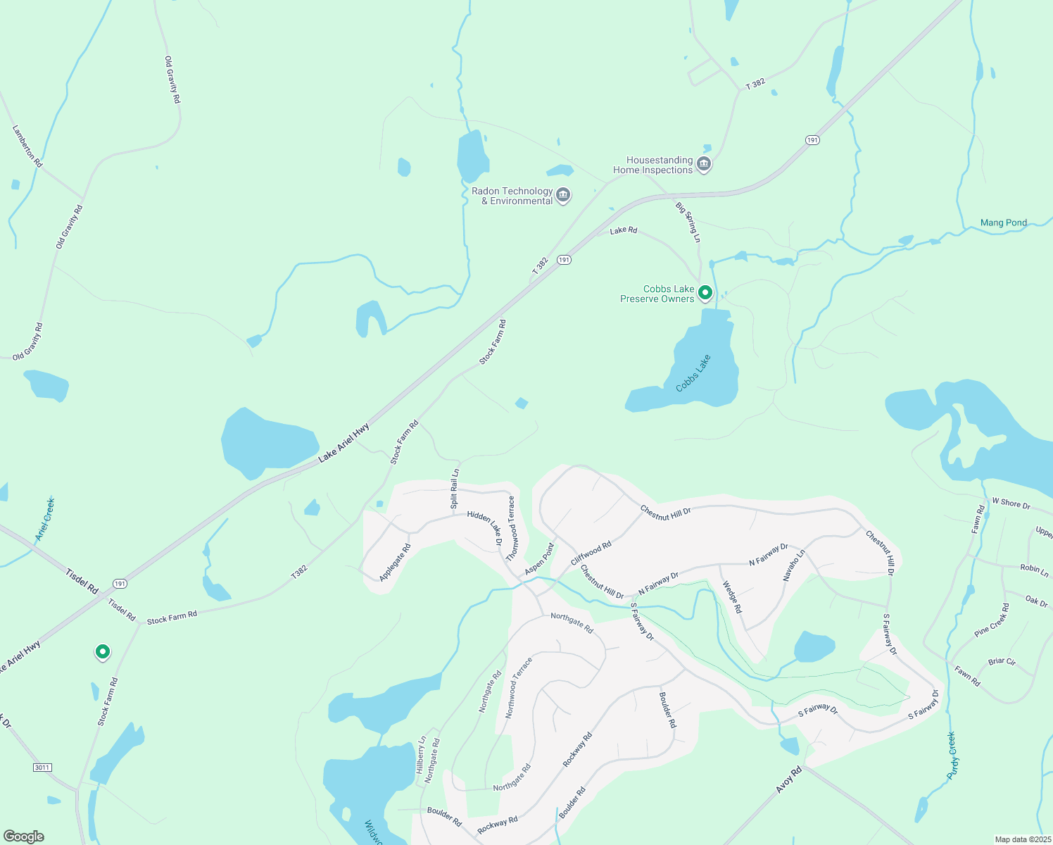 map of restaurants, bars, coffee shops, grocery stores, and more near 3842 Split Rail Lane in Wayne County