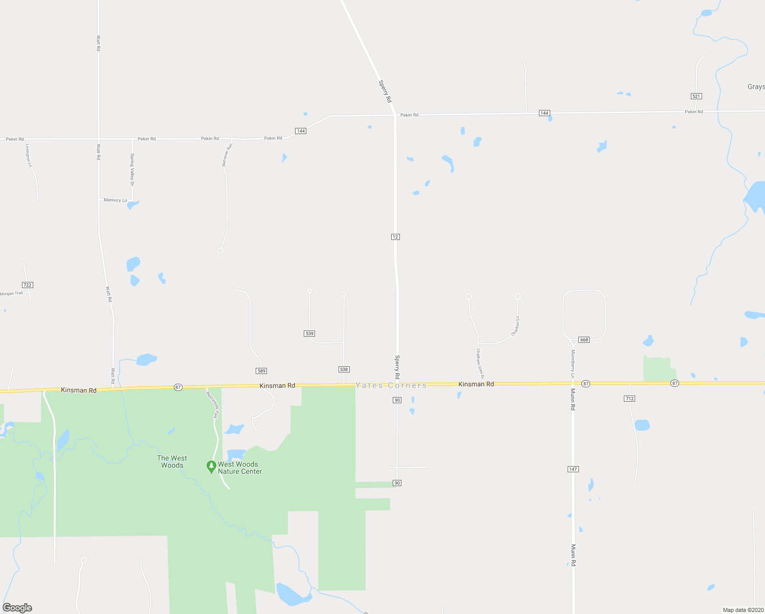 map of restaurants, bars, coffee shops, grocery stores, and more near 14598 Sperry Road in Geauga County