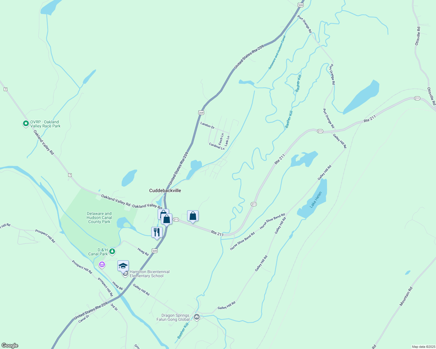 map of restaurants, bars, coffee shops, grocery stores, and more near 16 Sweet Fern Drive in Cuddebackville