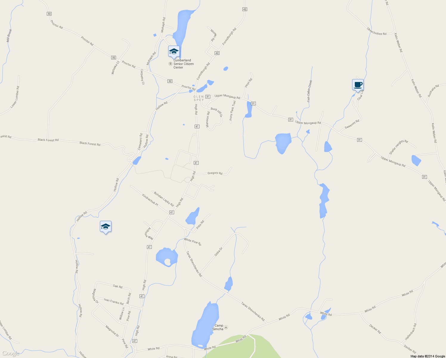 map of restaurants, bars, coffee shops, grocery stores, and more near 47 Gregory Drive in Glen Spey