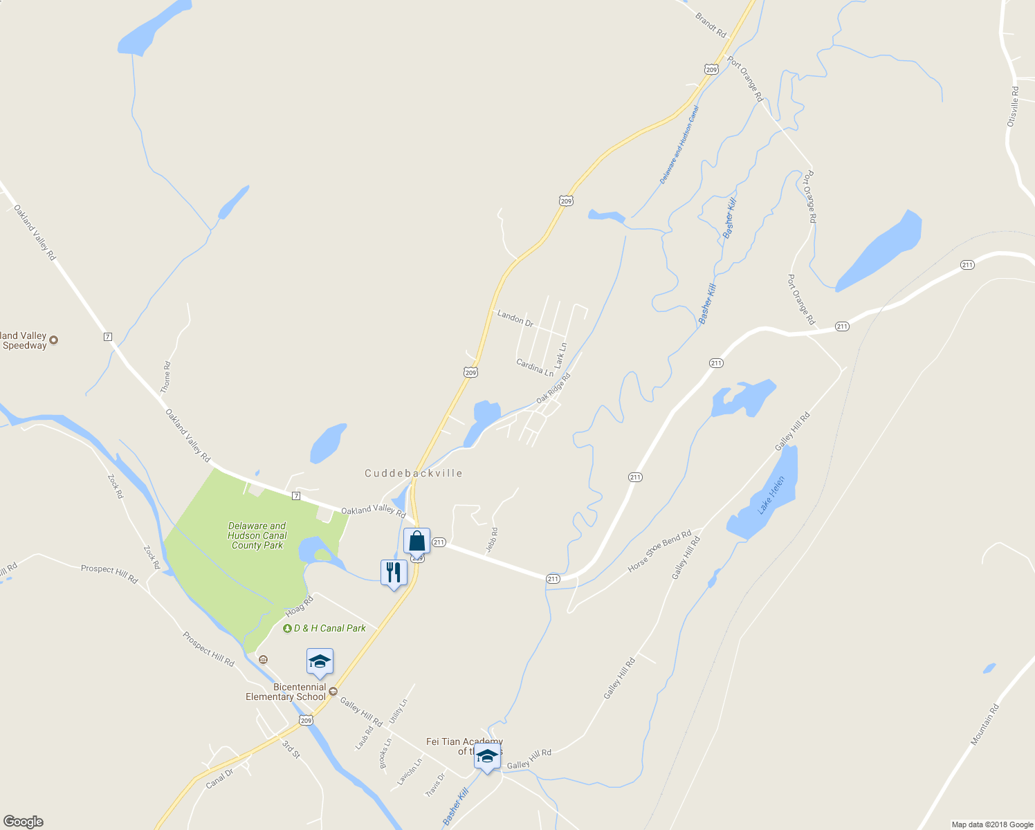 map of restaurants, bars, coffee shops, grocery stores, and more near 8 Hillcrest Drive in Cuddebackville