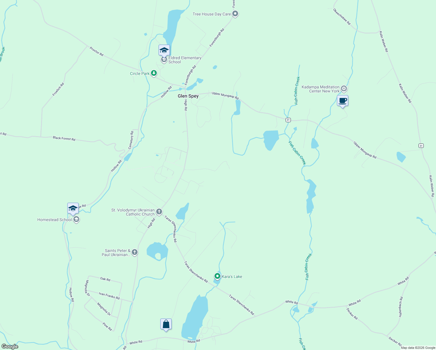 map of restaurants, bars, coffee shops, grocery stores, and more near 44 Gregory Road in Glen Spey