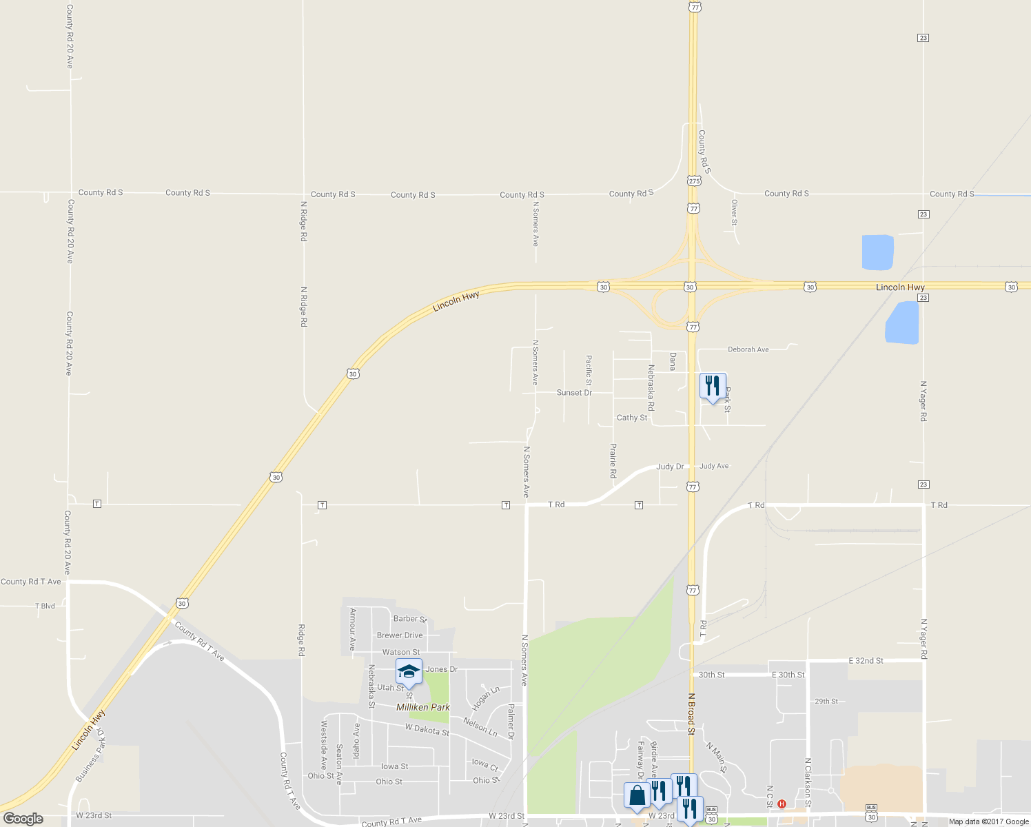 map of restaurants, bars, coffee shops, grocery stores, and more near 4201 North Somers Avenue in Fremont