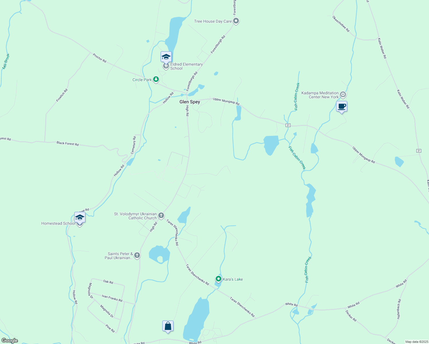 map of restaurants, bars, coffee shops, grocery stores, and more near 47 Gregory Drive in Glen Spey