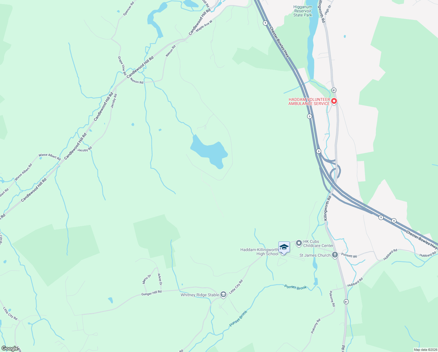 map of restaurants, bars, coffee shops, grocery stores, and more near 264 Silver Springs Drive in Haddam