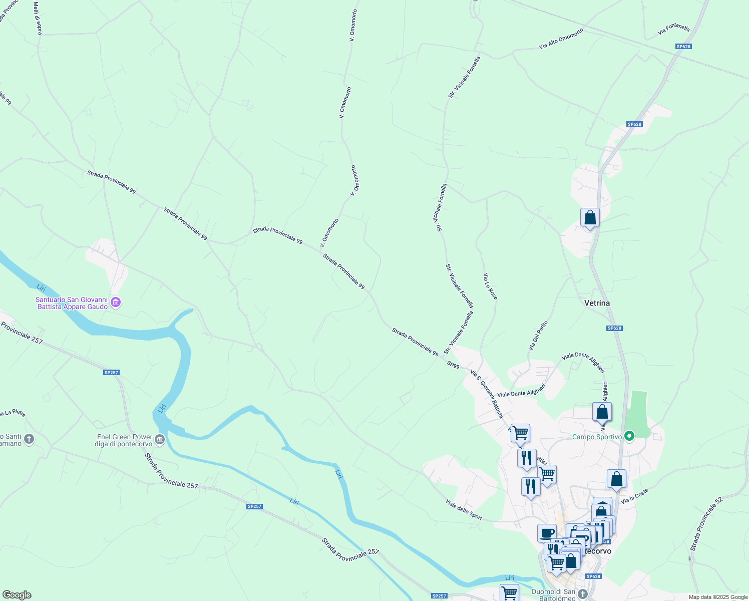 map of restaurants, bars, coffee shops, grocery stores, and more near in Province of Frosinone