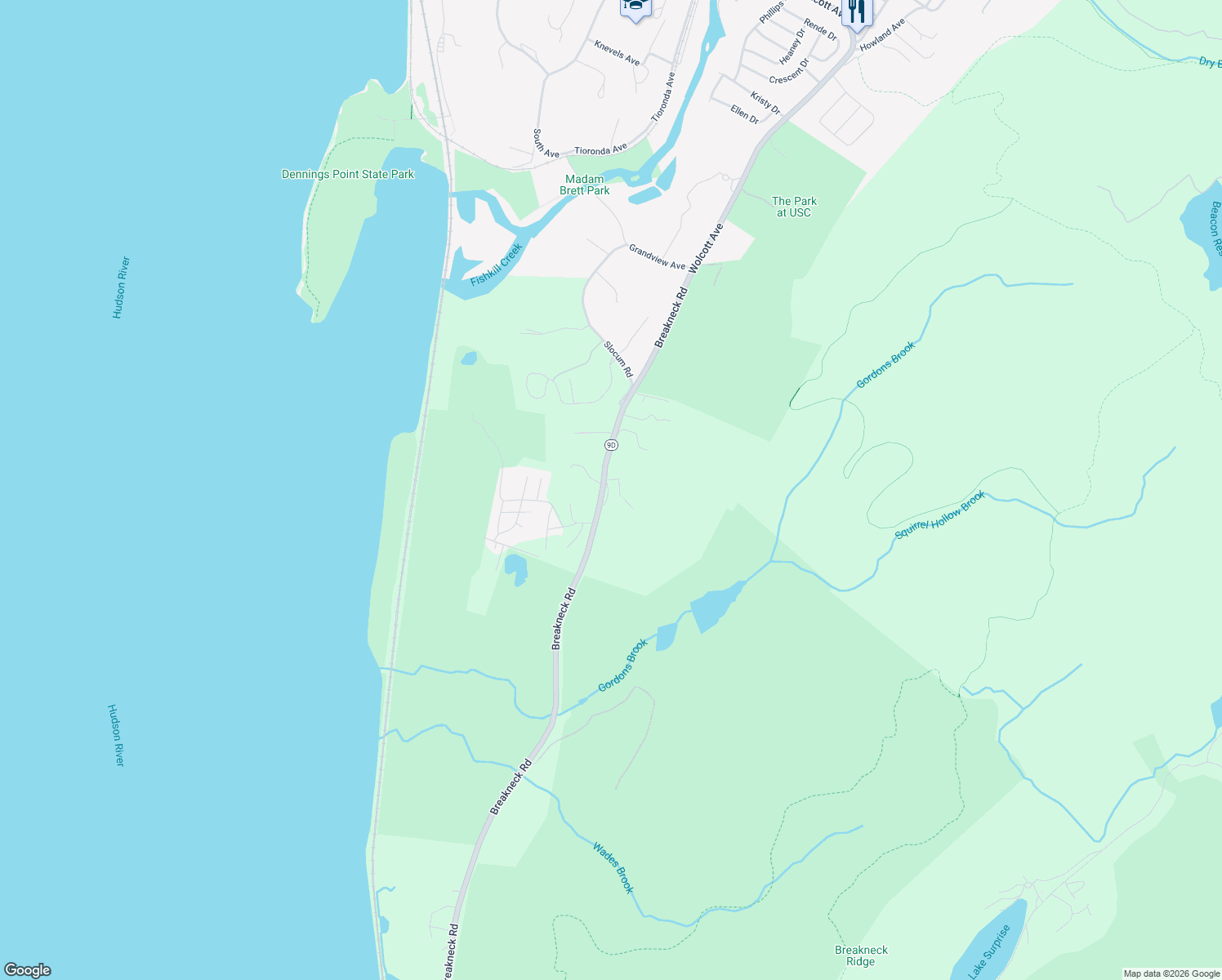 map of restaurants, bars, coffee shops, grocery stores, and more near 508 New York 9D in Beacon