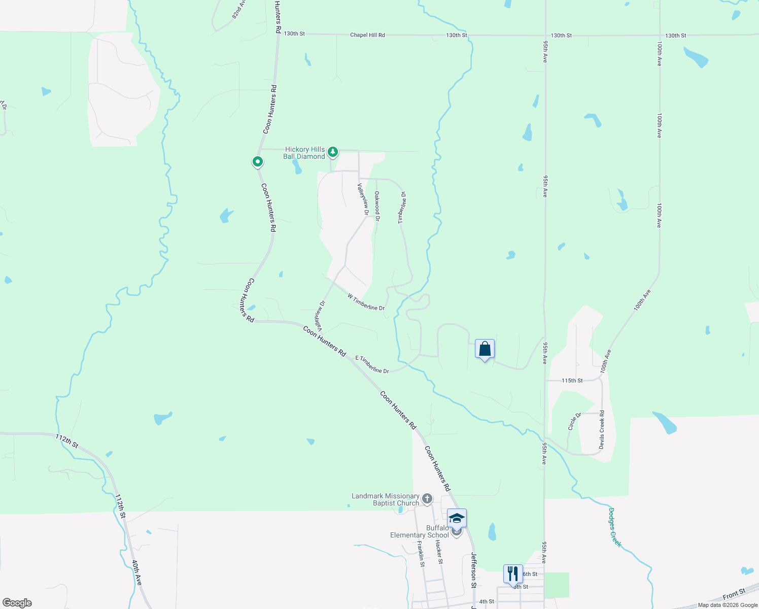 map of restaurants, bars, coffee shops, grocery stores, and more near 6 Ridgecrest Court in Blue Grass