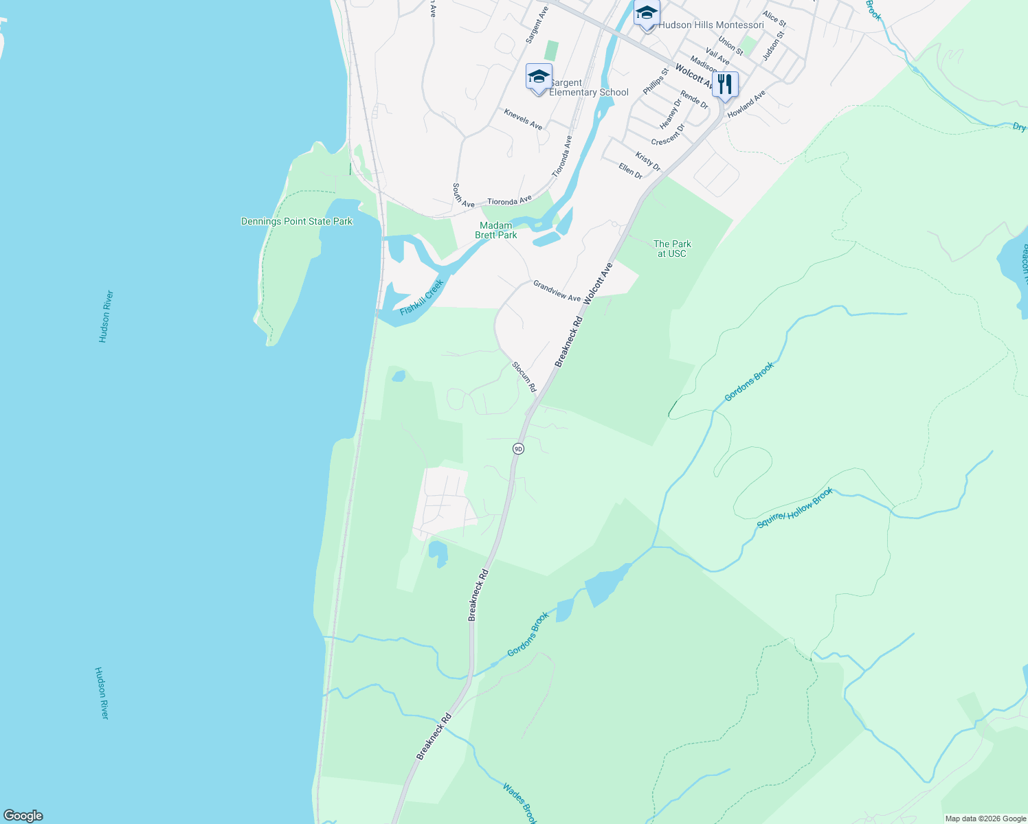 map of restaurants, bars, coffee shops, grocery stores, and more near 39 North River Drive in Beacon