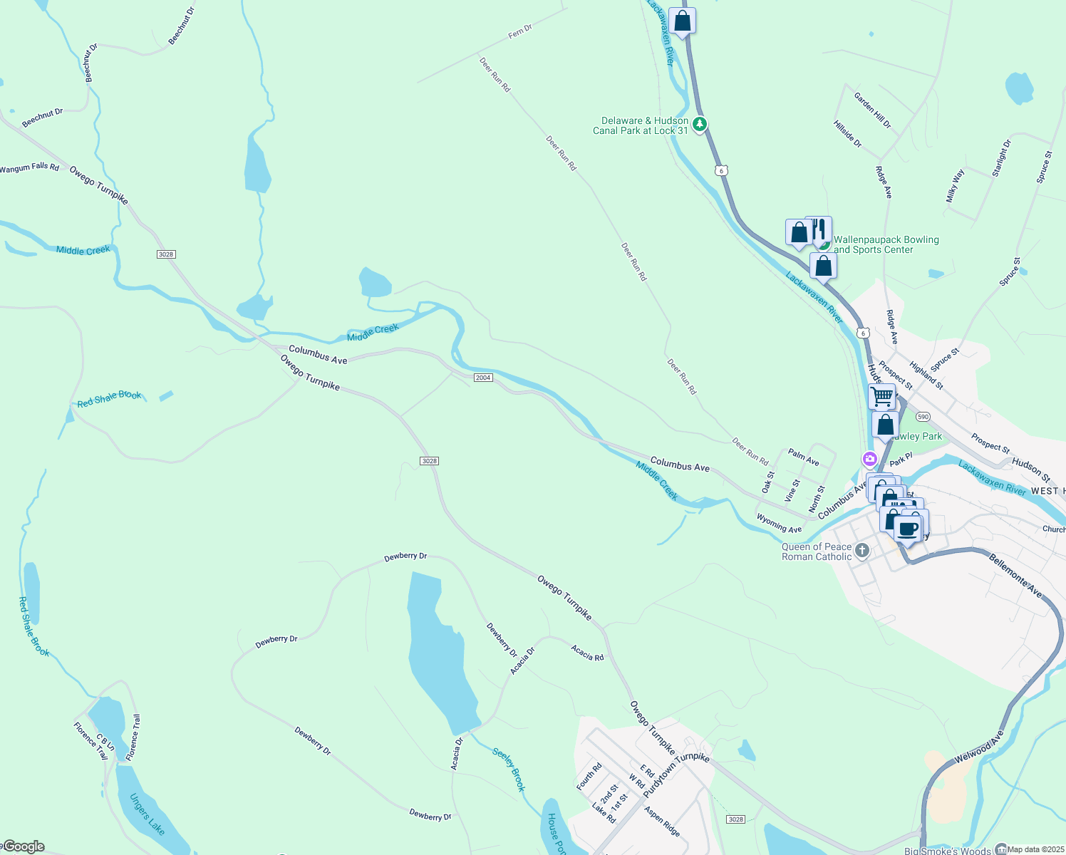 map of restaurants, bars, coffee shops, grocery stores, and more near 22 Pine View Ln in Hawley