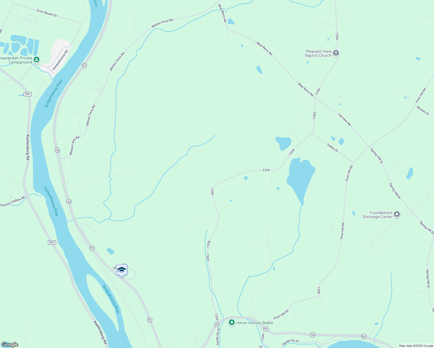 map of restaurants, bars, coffee shops, grocery stores, and more near 551 Evergreen Drive in Falls
