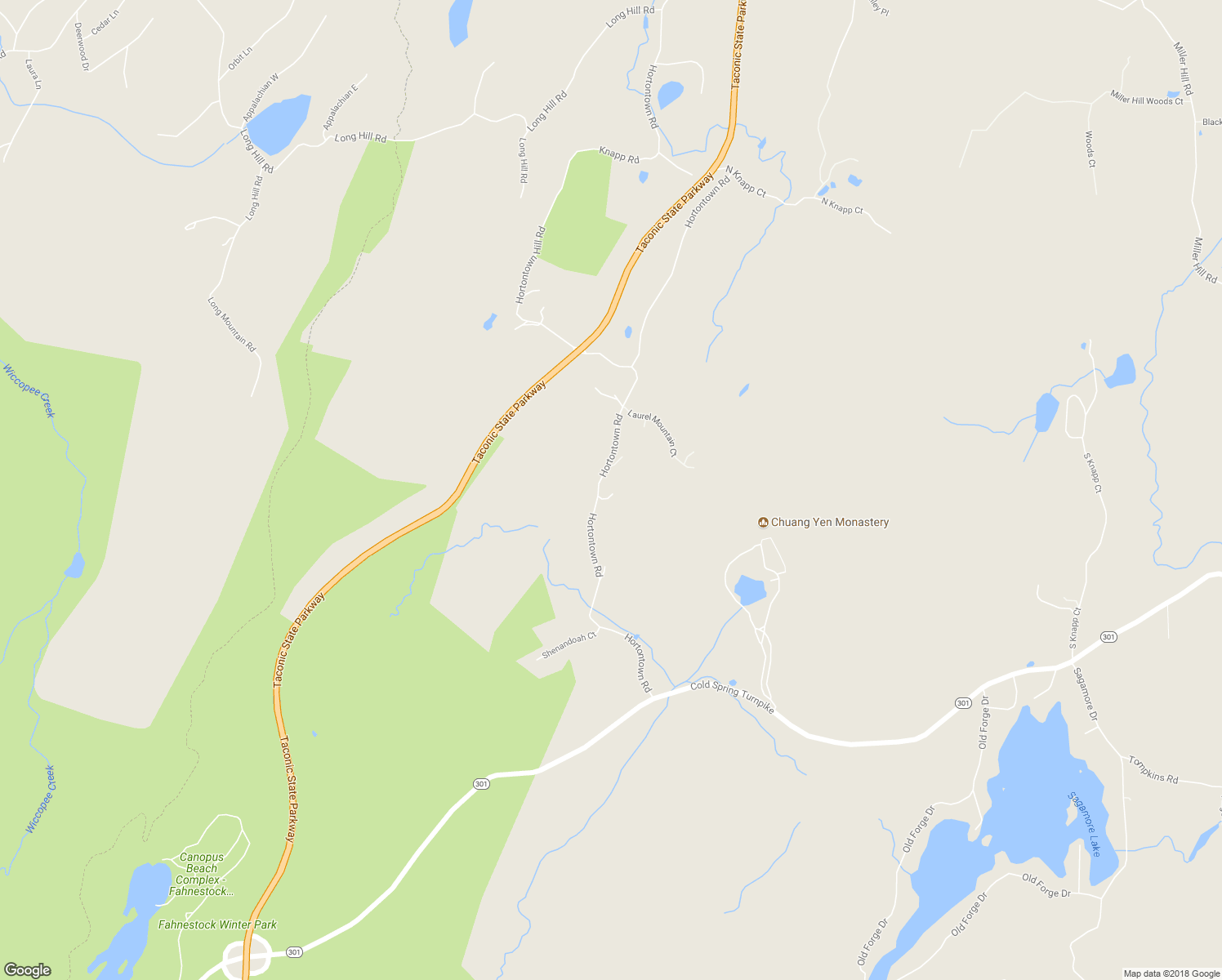 map of restaurants, bars, coffee shops, grocery stores, and more near 150 Hortontown Road in Carmel Hamlet